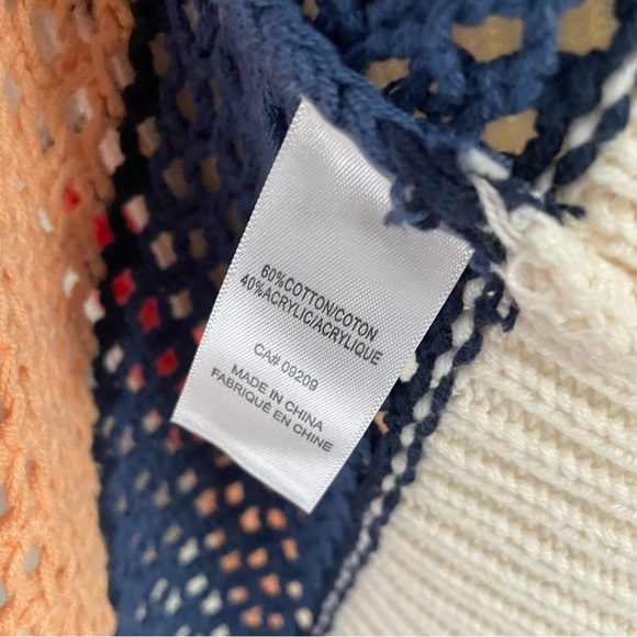 Cleo Crochet Knit Cardigan Sweater Colorful Striped Petites Size Medium - Picture 5 of 6